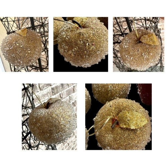VTG Artificial Faux Beaded Sugar Frosted Fruit Apples Christmas Ornament… - Picture 9 of 12